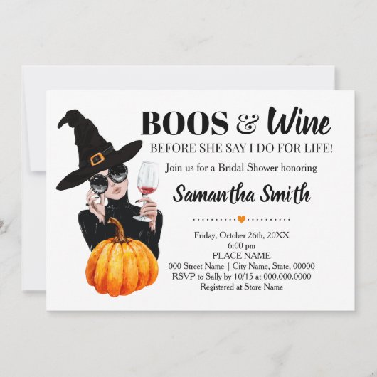 Boos en wijn voordat ik Halloween vrijgezellenfees Kaart (Voorkant)