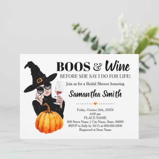 Boos en wijn voordat ik Halloween vrijgezellenfees Kaart (Staand voorkant)