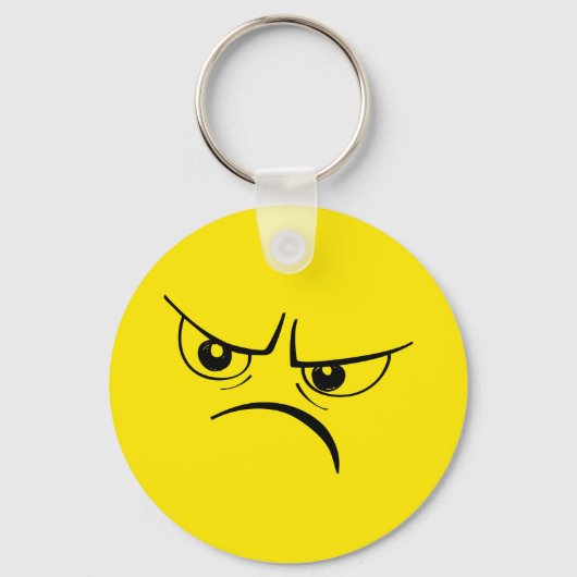 Boos Geel Gezicht Sleutelhanger (Voorkant)