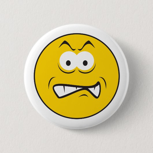 Boos Grauwend Gezicht Ronde Button 5,7 Cm (Voorkant)