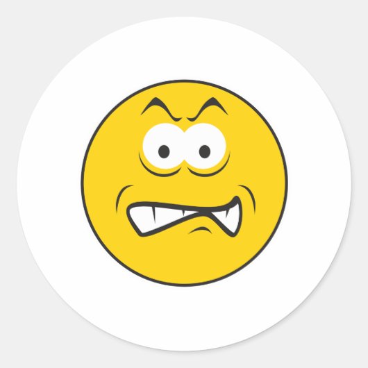 Boos Grauwend Gezicht Ronde Sticker (Voorkant)