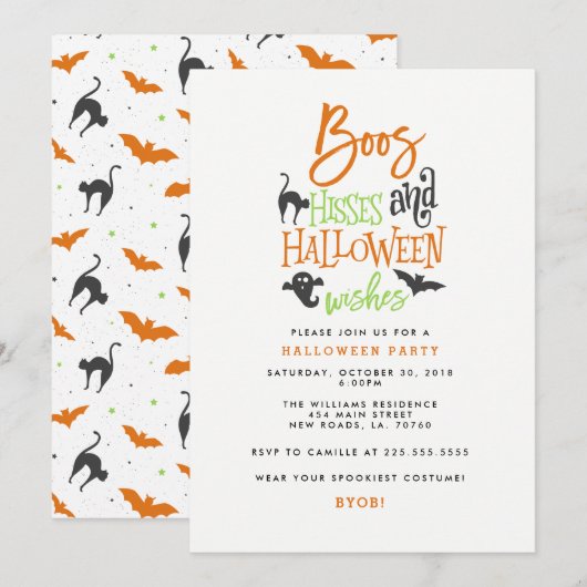 Boos Hisses en Halloween Wishes Kaart (Voorkant / Achterkant)