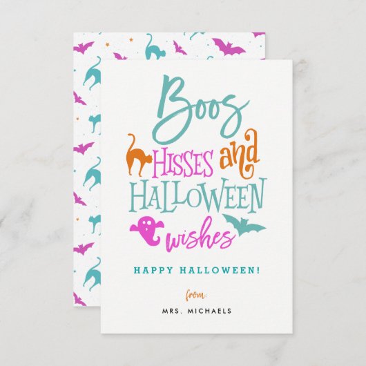 Boos Hisses en Halloween Wishes Kaarten (Voorkant / Achterkant)
