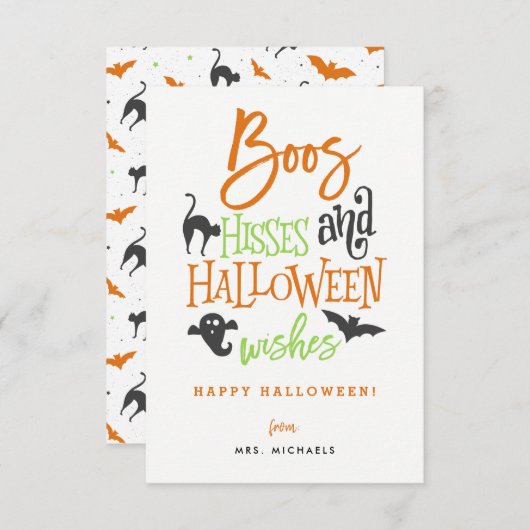 Boos Hisses en Halloween Wishes Kaarten (Voorkant / Achterkant)