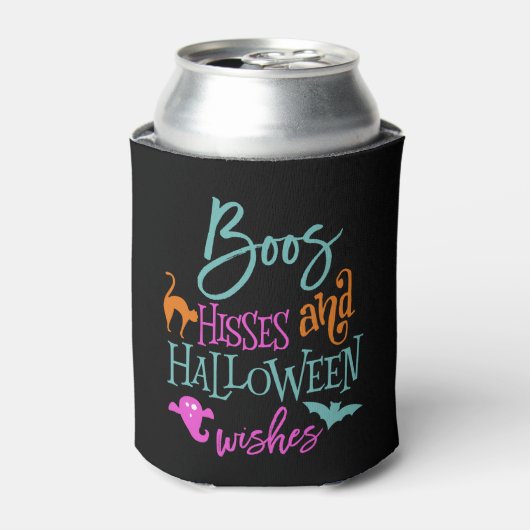 Boos Hisses en Halloween Wishes Koelbox Blikjeskoeler (Blikje Voorkant)