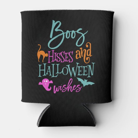 Boos Hisses en Halloween Wishes Koelbox Blikjeskoeler (Voorkant)