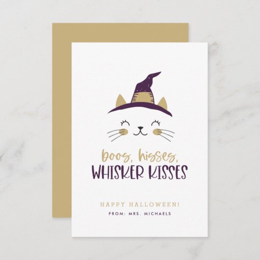 Boos, Hisses, Whisker Kisses Halloween Cards Kaart (Voorkant / Achterkant)