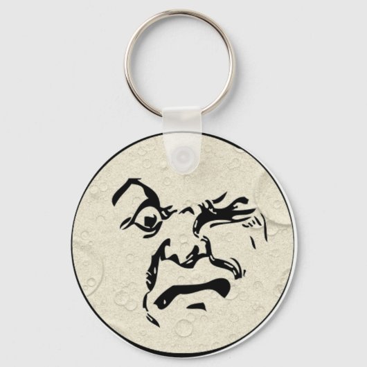 Boos Man in het Gezicht van de Maan Sleutelhanger (Voorkant)