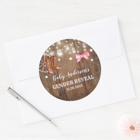 Boos of bogen Geslacht onthullen Ronde Sticker (Envelop)