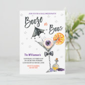 Boo's of Booze Halloween Feestuitnodiging Kaart (Staand voorkant)