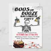 Boos- of Booze-skelet-halloween-uitnodiging Kaart (Voorkant)