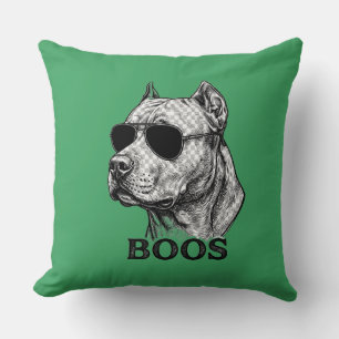 BOOS Pitbull met zonnebril Inkt schets Tattoo ontw Kussen