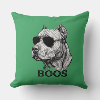 BOOS Pitbull met zonnebril Inkt schets Tattoo ontw Kussen