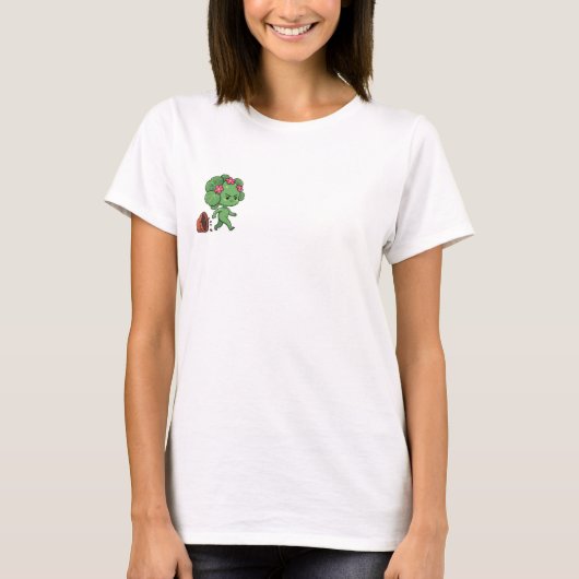Boos Plantenwezen dat uit Gebroken Pot Cartoon ont T-shirt (Voorkant)