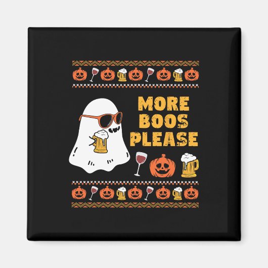 Boos Please Retro Ghost Halloween Kostuum Magneet (Voorkant)