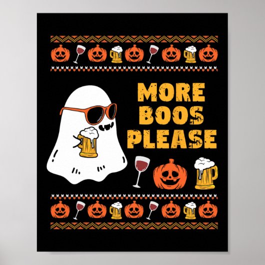 Boos Please  Retro Ghost Halloween Kostuum Poster (Voorkant)