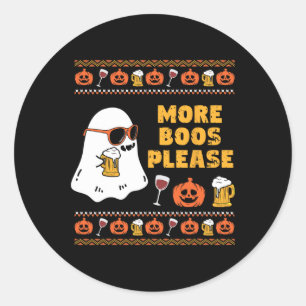 Boos Please  Retro Ghost Halloween Kostuum Ronde Sticker