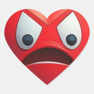 Boos rood hart met cartoon-gezicht sticker