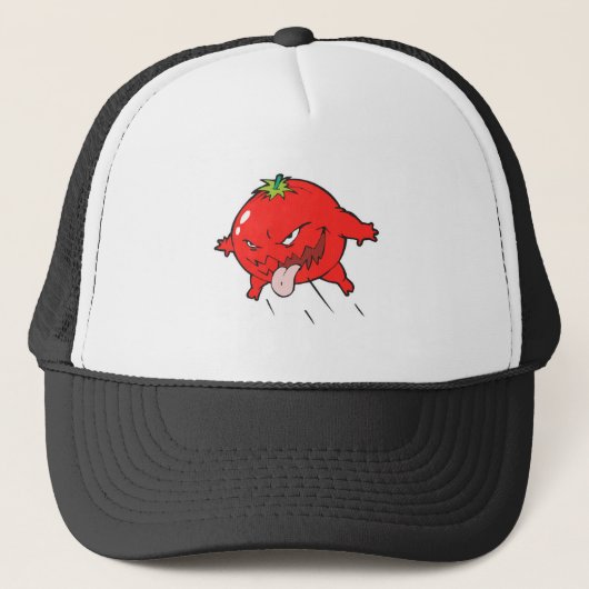 boos rotte tomaat cartoonpersonage trucker pet (Voorkant)