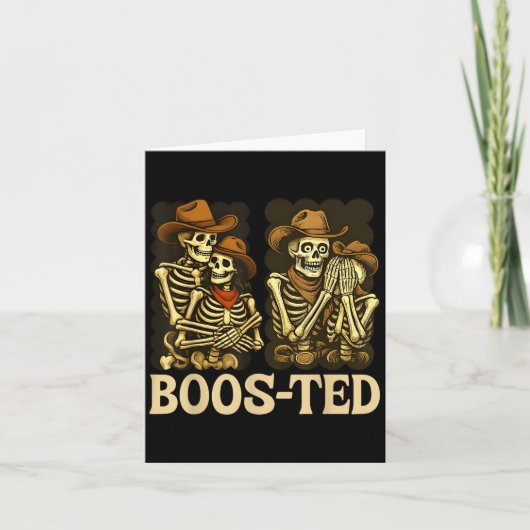 Boos-ted Skeleton Cowboy Funny Halloween Western Kaart (Voorkant)