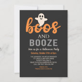 Boos y Booze Black Adults Halloween Party Kaart (Voorkant)