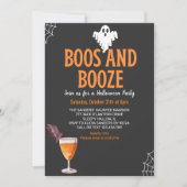 Boos y Booze Black Funny Halloween Party Kaart (Voorkant)