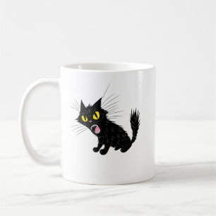 Boos zwart kat cartoon T-shirt Koffiemok