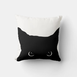 Boos zwart kattengezicht kussen