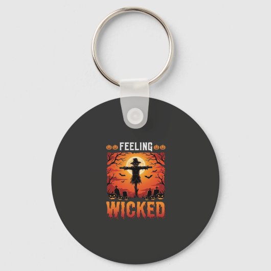 Boosaardig Halloween Vogelverschrikker Design_1 Sleutelhanger (Voorkant)