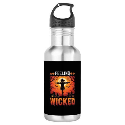Boosaardig Halloween Vogelverschrikker Design_1 Waterfles (Voorkant)