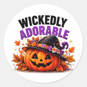 Boosaardig Schattige Cute Pompoen Heks Halloween Ronde Sticker