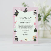 Boosaardig Schattige Groene Heks Halloween Verjaar Bedankkaart (Staand voorkant)