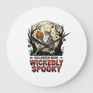 Boosaardig skelet Halloween vintage graveerontwerp Grote Klok