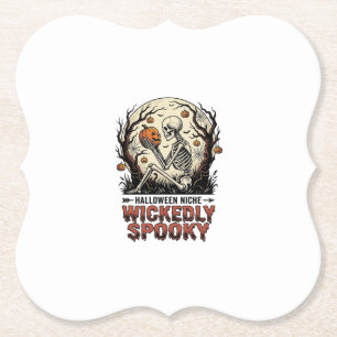 Boosaardig skelet Halloween vintage graveerontwerp Kartonnen Onderzetters