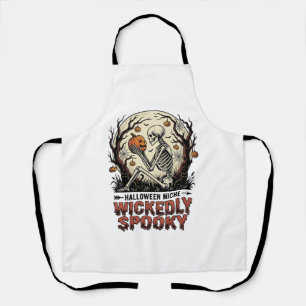 Boosaardig skelet Halloween vintage graveerontwerp Schort