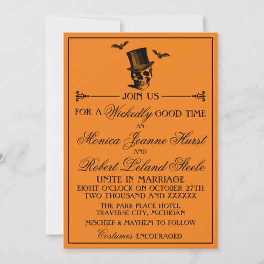 Boosaardige Halloween Oranje Zwarte Gotische Bruil Kaart (Voorkant)