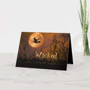 Boosaardige Heks Zwart Oranje Halloween Kaart