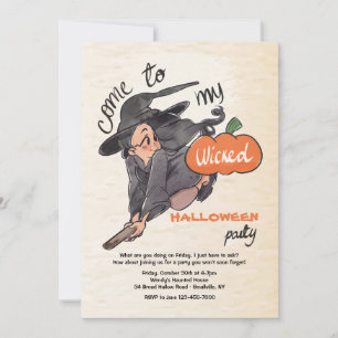 Boosaardige Kleine Heks Halloween Uitnodiging