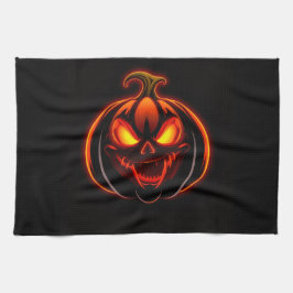 Boosaardige Neon Pompoen Halloween Keukenhanddoek