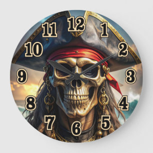 Boosaardige Piraten Schedel Wandklok