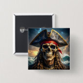 Boosaardige Piratenschedel Knop Vierkante Button 5,1 Cm (Voorkant /achterkant)