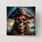 Boosaardige Piratenschedel Knop Vierkante Button 5,1 Cm (Voorkant)