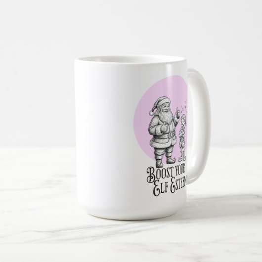 Boost your elf esteem funny santa elf pun mug koffiemok (Voorkant rechts)