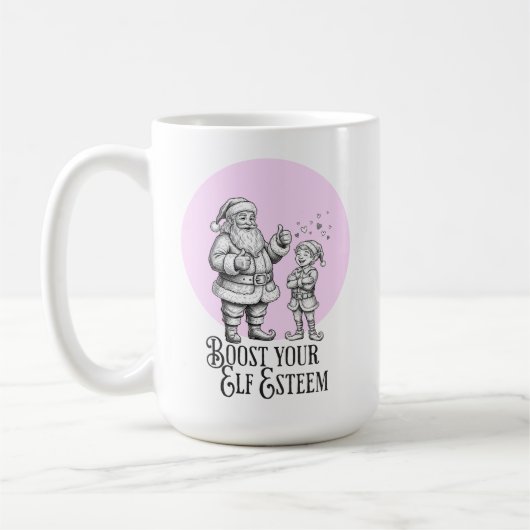 Boost your elf esteem funny santa elf pun mug koffiemok (Links)