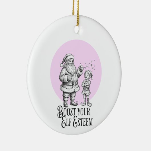 boost your elf esteem punny santa fun ornament (Rechts)