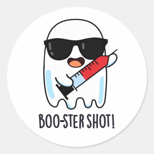 Booster Shot Grappige Ghost Vaccin Pun Ronde Sticker (Voorkant)