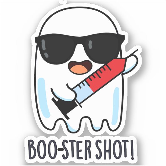 Booster Shot Grappige Ghost Vaccin Pun Sticker (Voorkant)