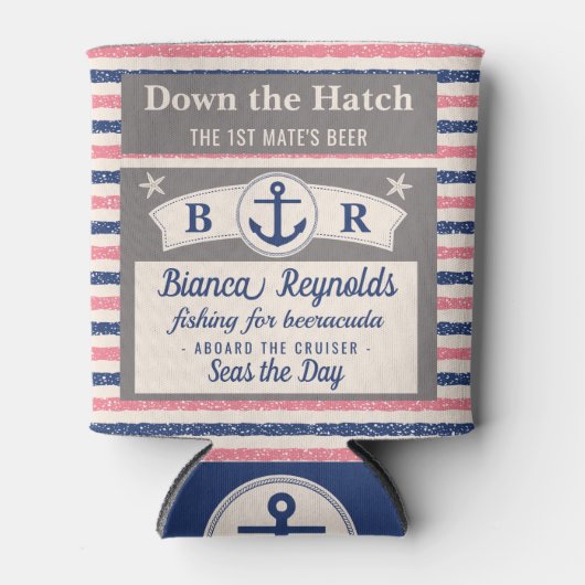 Boot 1e Mate nautische zeiler gestreept schattig b Blikjeskoeler (Voorkant)