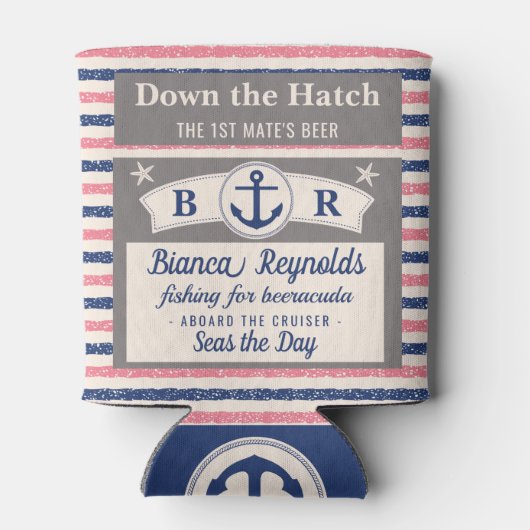 Boot 1e Mate nautische zeiler gestreept schattig b Blikjeskoeler (Achterkant)