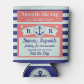 Boot 1e stuurman nautische zeeman gestreepte koraa blikjeskoeler (Voorkant)